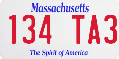 MA license plate 134TA3