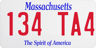 MA license plate 134TA4