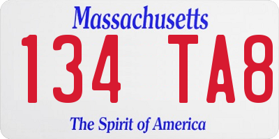 MA license plate 134TA8