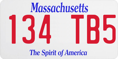 MA license plate 134TB5