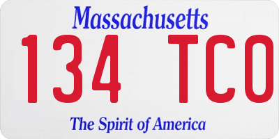MA license plate 134TC0