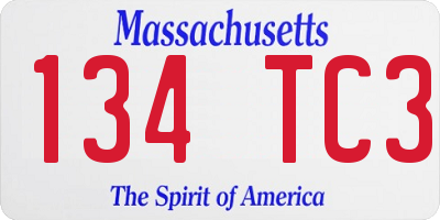 MA license plate 134TC3