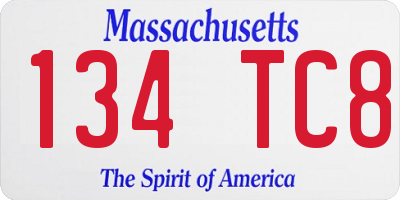 MA license plate 134TC8