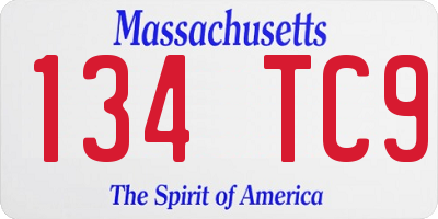MA license plate 134TC9
