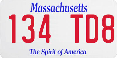 MA license plate 134TD8