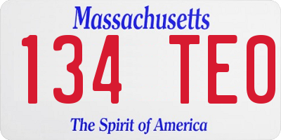 MA license plate 134TE0