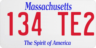 MA license plate 134TE2