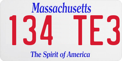 MA license plate 134TE3