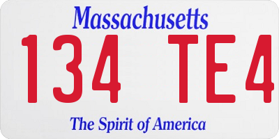 MA license plate 134TE4
