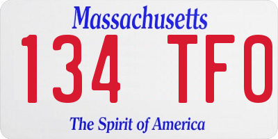 MA license plate 134TF0