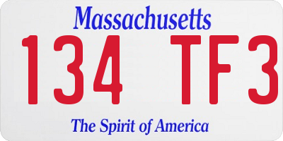MA license plate 134TF3