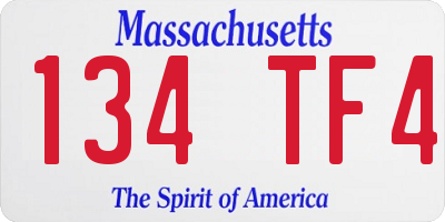 MA license plate 134TF4