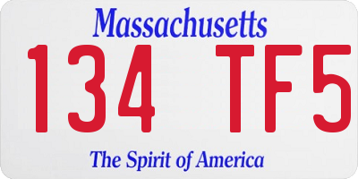 MA license plate 134TF5