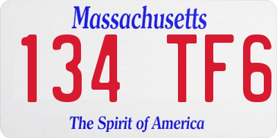MA license plate 134TF6