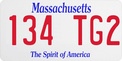 MA license plate 134TG2