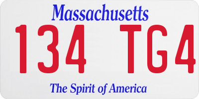 MA license plate 134TG4