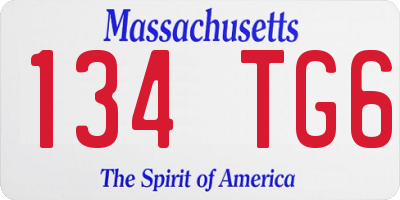 MA license plate 134TG6