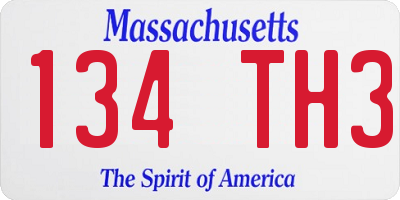 MA license plate 134TH3