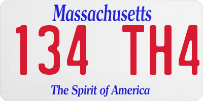 MA license plate 134TH4
