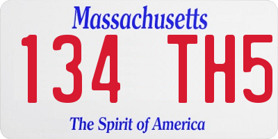 MA license plate 134TH5