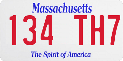 MA license plate 134TH7
