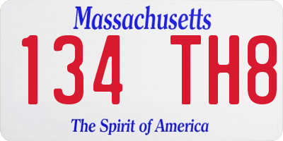 MA license plate 134TH8