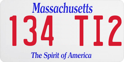 MA license plate 134TI2