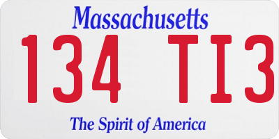 MA license plate 134TI3