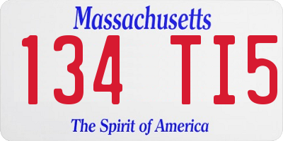 MA license plate 134TI5
