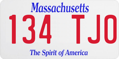 MA license plate 134TJ0
