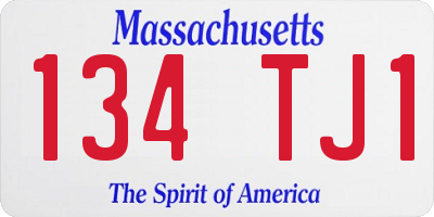MA license plate 134TJ1