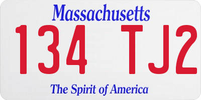 MA license plate 134TJ2