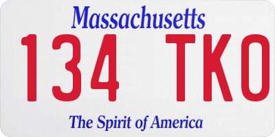 MA license plate 134TK0