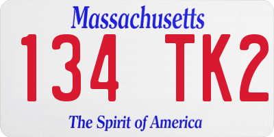 MA license plate 134TK2
