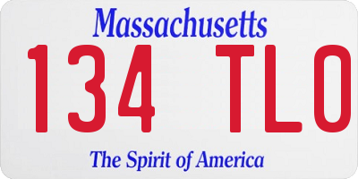 MA license plate 134TL0