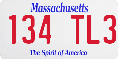 MA license plate 134TL3