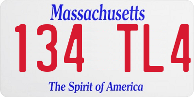 MA license plate 134TL4