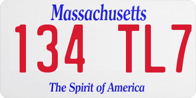 MA license plate 134TL7