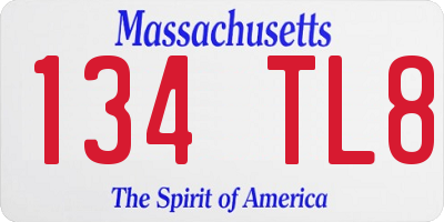 MA license plate 134TL8