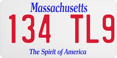 MA license plate 134TL9