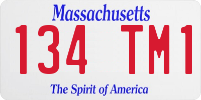 MA license plate 134TM1