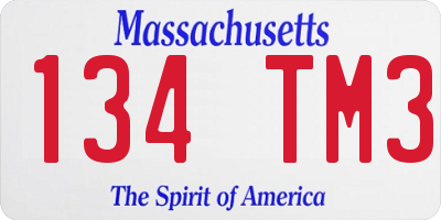 MA license plate 134TM3