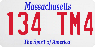 MA license plate 134TM4