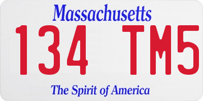 MA license plate 134TM5