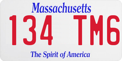 MA license plate 134TM6
