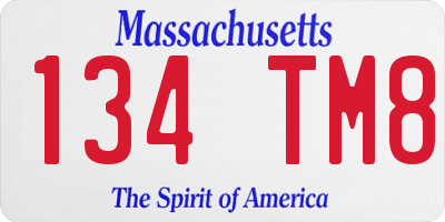 MA license plate 134TM8
