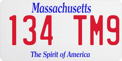 MA license plate 134TM9