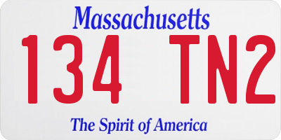 MA license plate 134TN2