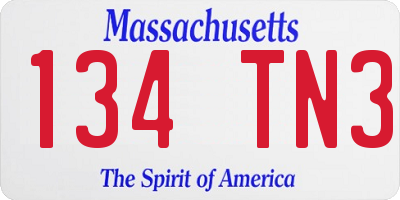 MA license plate 134TN3