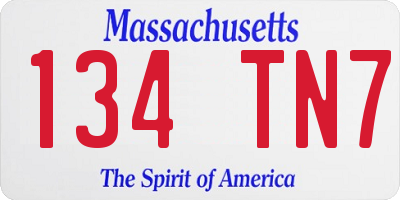 MA license plate 134TN7